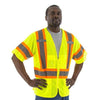 High Visibility Mesh Safety Vest (PK 5 Vests) - ANSI 3, DOT Striping, Zipper Close - Hi Vis Yellow