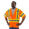 High Visibility Mesh Safety Vest (PK 5 Vests) - ANSI 3, DOT Striping, Zipper Close - Hi Vis Orange