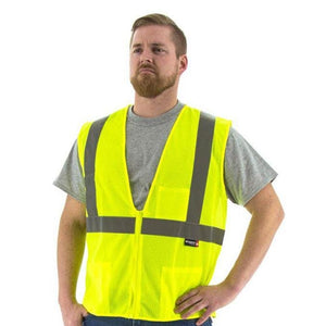 High Visibility Mesh Safety Vest (PK 5 Vests) - Zipper Close