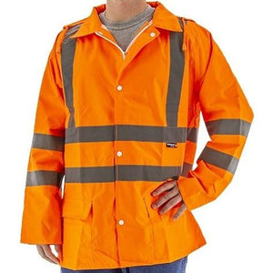 High Visibility Waterproof Rain Jacket with Reflective Striping (PK 5 Jackets) - Majestic