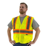 High Visibility Yellow Mesh Safety Vest (PK 5 Vests) - DOT Striping, Velcro Close