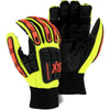 Impact Resistant Mechanics Glove with Armor Skin Palm, High Visibility (PK 12 Pairs) - Majestic Knucklehead X10 - Hi Vis Yellow