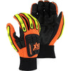 Impact Resistant Mechanics Glove with Armor Skin Palm, High Visibility (PK 12 Pairs) - Majestic Knucklehead X10 - Hi Vis Orange