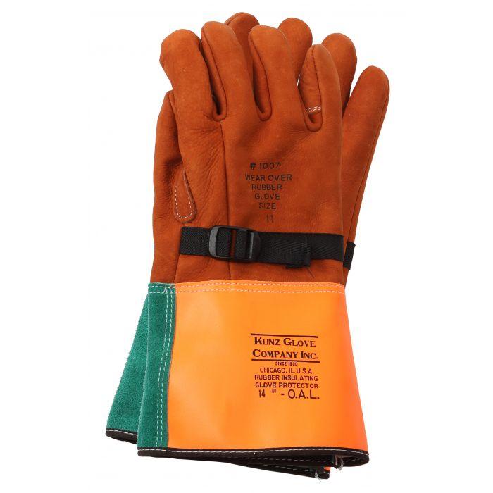 Kunz Buffed Cowhide Leather Voltage Glove Protectors - Arc/Puncture/Cut - 30% OFF 12+ PAIRS