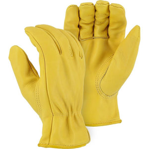 Leather Drivers Glove - A-Grade Cowhide, Gunn Cut, Keystone Thumb, Shirred Back, Majestic (PK 12 Pairs)