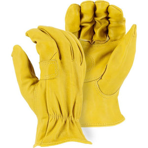 Leather Drivers Glove - A-Grade Goatskin Double Palm, Keystone Thumb, Shirred Back, Majestic (PK 12 Pairs)