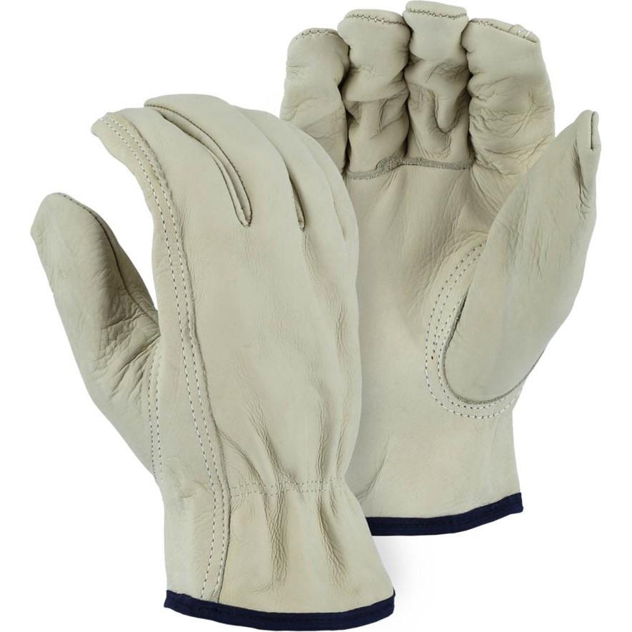 Leather Drivers Glove - B-Grade Cowhide, Gunn Cut, Keystone Thumb, Shirred Back, Majestic (PK 12 Pairs)