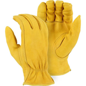 Leather Drivers Glove - B-Grade Deerskin, Keystone Thumb, Shirred Back, Majestic (PK 12 Pairs)