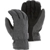 Leather Drivers Glove - Deerskin Palm, Fleece Back, Winter Lined, Wing Thumb, Shirred Back, Majestic (PK 12 Pairs) - Black Palm/Gray Back