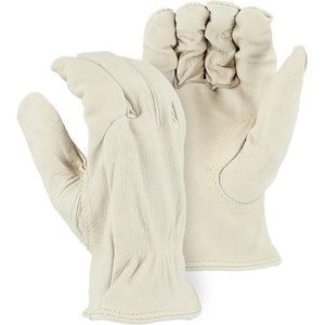 Leather Drivers Glove - Kevlar Sewn Heavyweight Grain Pigskin, Keystone Thumb, Majestic (PK 12 Pairs)