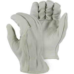 Leather Drivers Glove - Kevlar Sewn Premium A-Grade Cowhide, Gunn Cut, Wing Thumb, Majestic (PK 12 Pairs) - X1 Safety