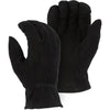 Leather Drivers Glove - Split Deerskin, Winter Lined, Keystone Thumb, Shirred Back, Majestic (PK 12 Pairs) - Black