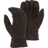 Leather Drivers Glove - Split Deerskin, Winter Lined, Keystone Thumb, Shirred Back, Majestic (PK 12 Pairs) - Brown