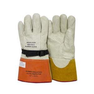 Leather Glove Protectors for Rubber Voltage Gloves - 12 Inch, Cinch Strap - National Safety Apparel