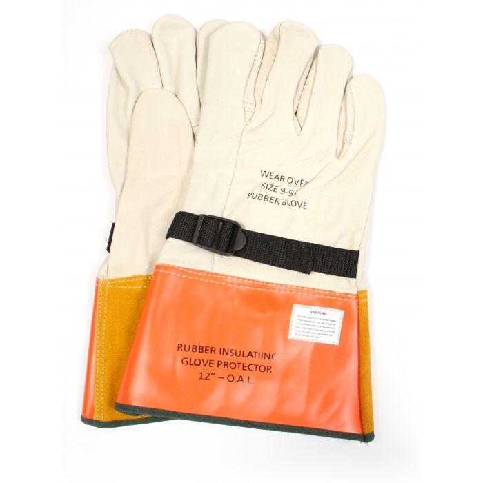 Leather Glove Protectors for Rubber Voltage Gloves - 12 Inch, Cinch Strap - National Safety Apparel