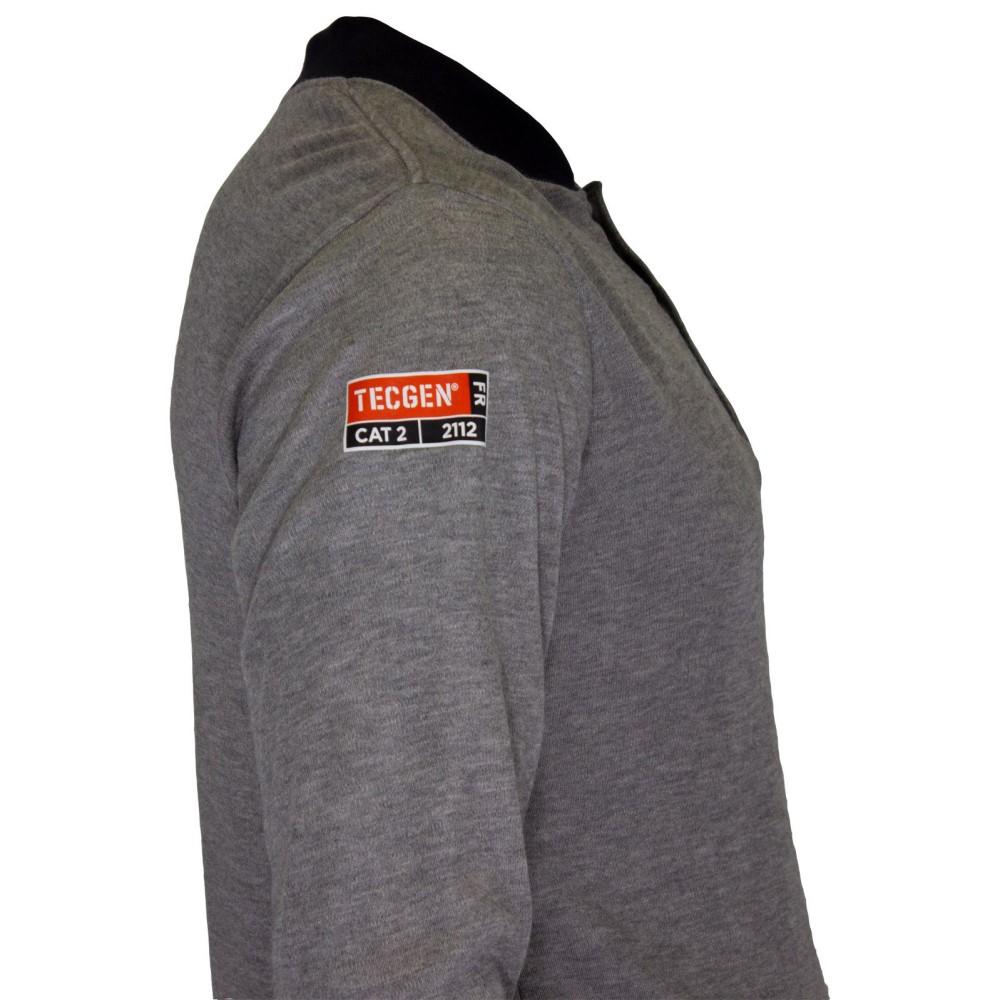 Long Sleeve Henley - Flash Fire (FR) and Arc Flash Resistant, Rib Knit Cuffs, Lightweight, Performance Fabric