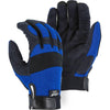 Mechanics Gloves with Armor Skin Palm - Adjustable Wrist Velcro (PK 12 Pairs) - Majestic - Blue