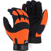 Mechanics Gloves with Armor Skin Palm - Adjustable Wrist Velcro (PK 12 Pairs) - Majestic - Hi Vis Orange