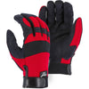 Mechanics Gloves with Armor Skin Palm - Adjustable Wrist Velcro (PK 12 Pairs) - Majestic - Red