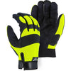 Mechanics Gloves with Armor Skin Palm - Adjustable Wrist Velcro (PK 12 Pairs) - Majestic - Hi Vis Yellow