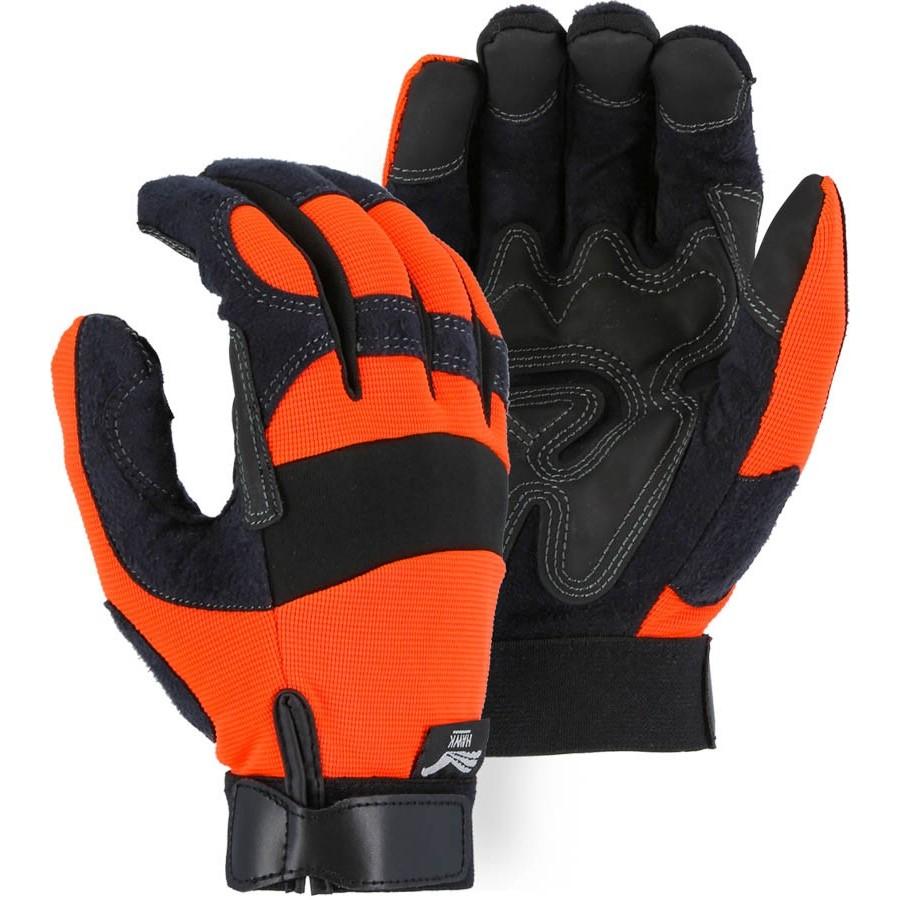 Mechanics Gloves with Reinforced Armor Skin Palm - Adjustable Wrist Velcro (PK 12 Pairs) - Majestic