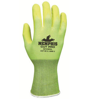 Memphis™ Cut Pro™ HPPE Nylon HI-VIS Nitrile Foam Gloves in Green (PK 12 Pairs)