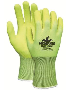 Memphis™ Cut Pro™ HPPE Nylon HI-VIS Nitrile Foam Gloves in Green (PK 12 Pairs)