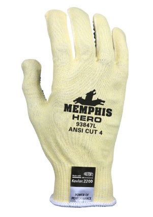 Memphis Hero PVC Dotted Palm Kevlar High Cut Resistant Glove (PK 12 Pairs)