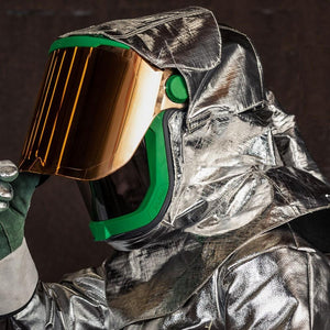 PAPR with Aluminized Radiant Heat Shroud and Gold Visor Helmet