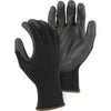 Polyurethane Palm Dip Polyester Glove - Black, White, or Gray PU Dip (PK 24 Pairs) - Majestic - Black