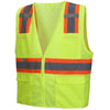 RVZ23 Hi Vis Mesh Vest - ANSI 2, Type R, Contrasting Trim, 6 Pockets, Zipper (PK 5 Vests) - Hi Vis Lime