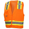 RVZ24 Hi Vis Mesh Back Vest - ANSI 2, Type R, 6 Pockets, Zipper (PK 5 Vests) - Hi Vis Orange