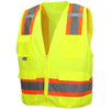 RVZ24 Hi Vis Mesh Back Vest - ANSI 2, Type R, 6 Pockets, Zipper (PK 5 Vests) - Hi Vis Lime