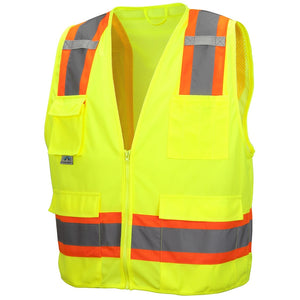 RVZ24 Hi Vis Mesh Back Vest - ANSI 2, Type R, 6 Pockets, Zipper (PK 5 Vests)