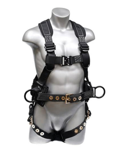 Safety Harness - 3 Easy Connect Aluminum D-Rings (Back & Hips), Quick Connect and Tongue Buckles - Platinum RavenEX Series Fall Arrest