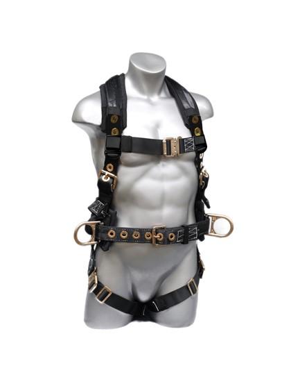 Safety Harness - 3 Steel D-Rings (Back & Hips), Quick Connect Buckles - Platinum Onyx Series Fall Arrest