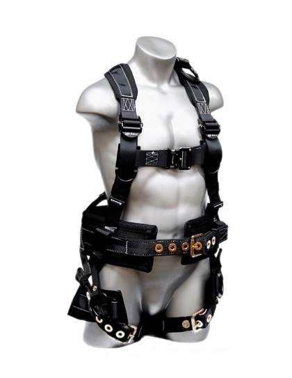 Safety Harness - 4 D-Rings (Saddle, Lower Back, & Extended Back), Quick Connect and Tongue Buckles - Platinum Oil Rigger Series Fall Arrest