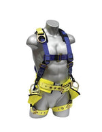 Safety Harness - 4 Steel D-Rings (Saddle, Lower Back, & Extended Back), Mating and Tongue Buckles - Oil Rigger Master Series Fall Arrest