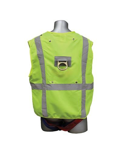 Safety Harness with High Visibility Vest - 3 Steel D-Rings (Back & Hips), Mating Buckles - Freedom Series Fall Arrest