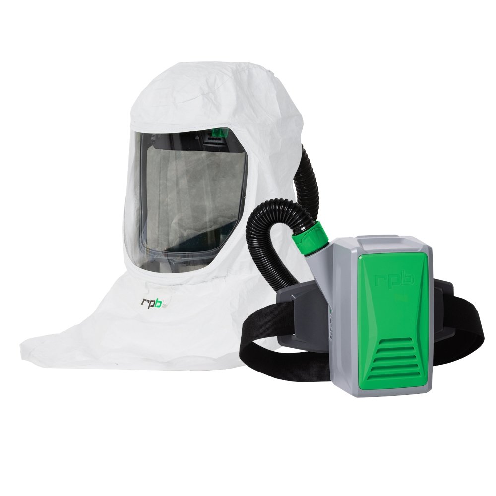 T-Link Respirator Hood - PAPR or Supplied Air, Helmet or Bump Cap, Lightweight Tyvek, NIOSH Certified Protection for Paint/Powder Coat Manufacturing