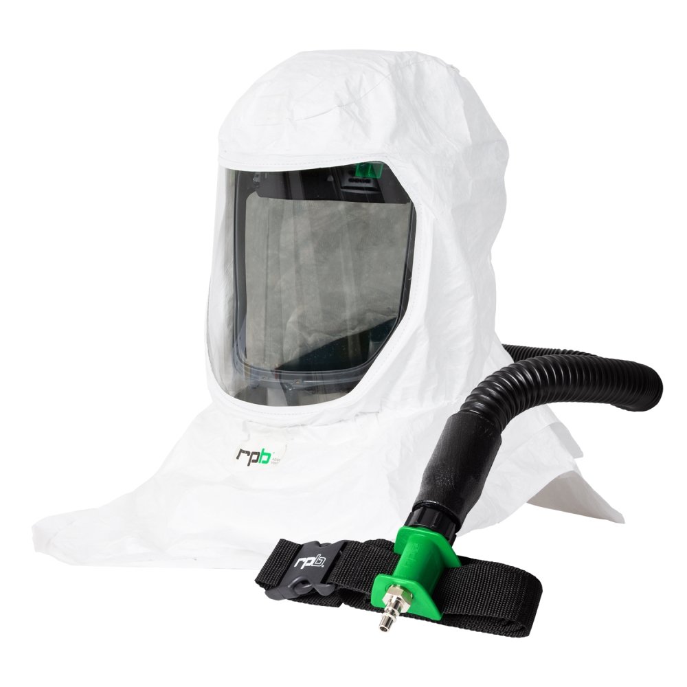 T-Link Respirator Hood - PAPR or Supplied Air, Helmet or Bump Cap, Lightweight Tyvek, NIOSH Certified Protection for Paint/Powder Coat Manufacturing