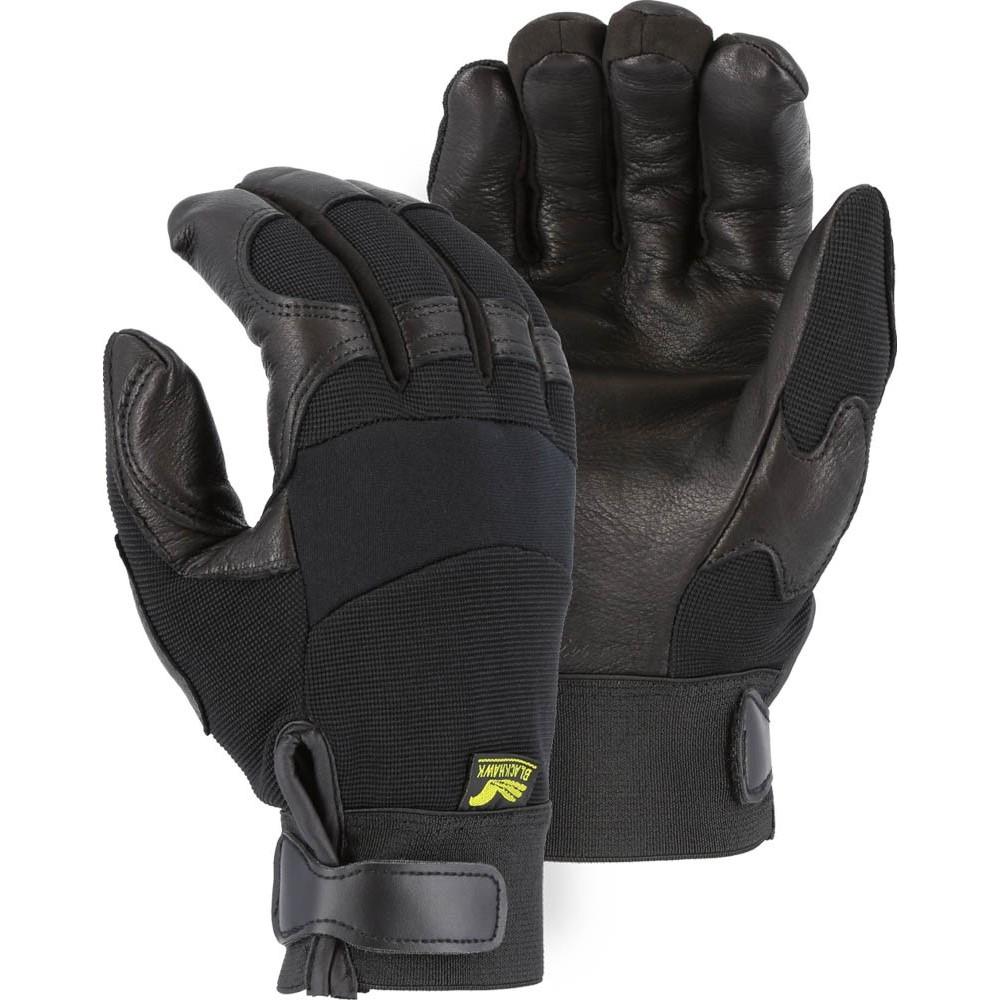 Winter Lined Adjustable Wrist Velcro Mechanics Glove with A-Grade Grain Deerskin Leather Palm (PK 12 Pairs) - Majestic