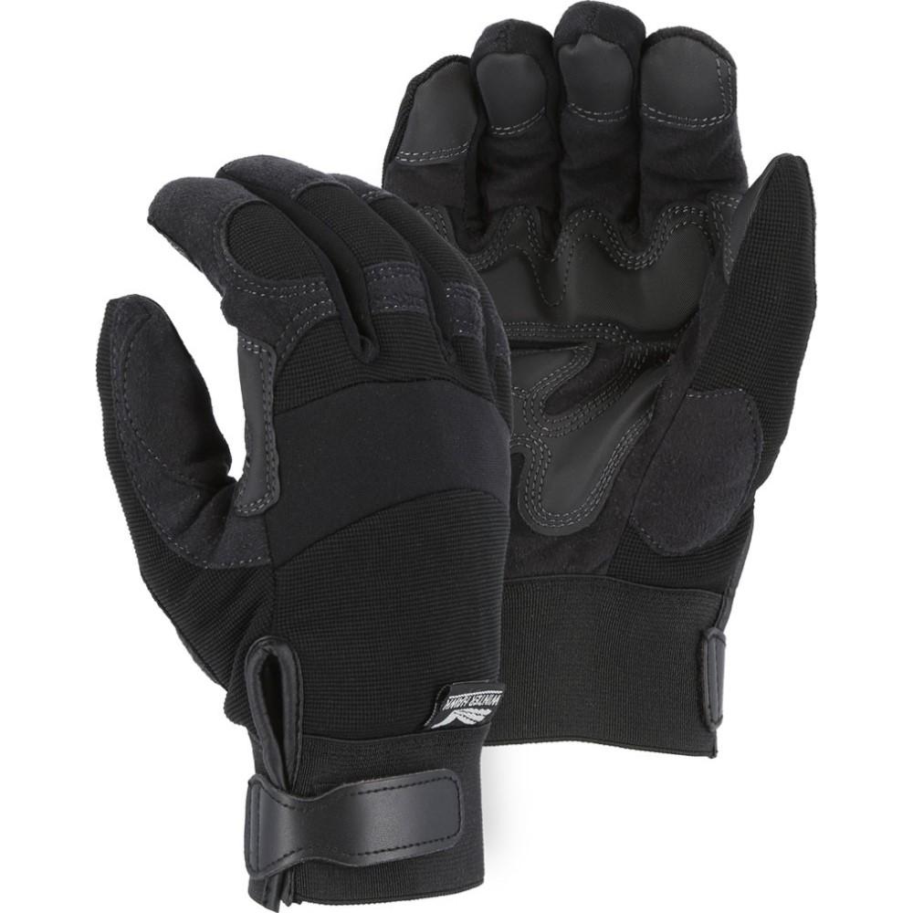 Winter Lined Adjustable Wrist Velcro Mechanics Glove with Reinforced Armor Skin Palm (PK 12 Pairs) - Majestic